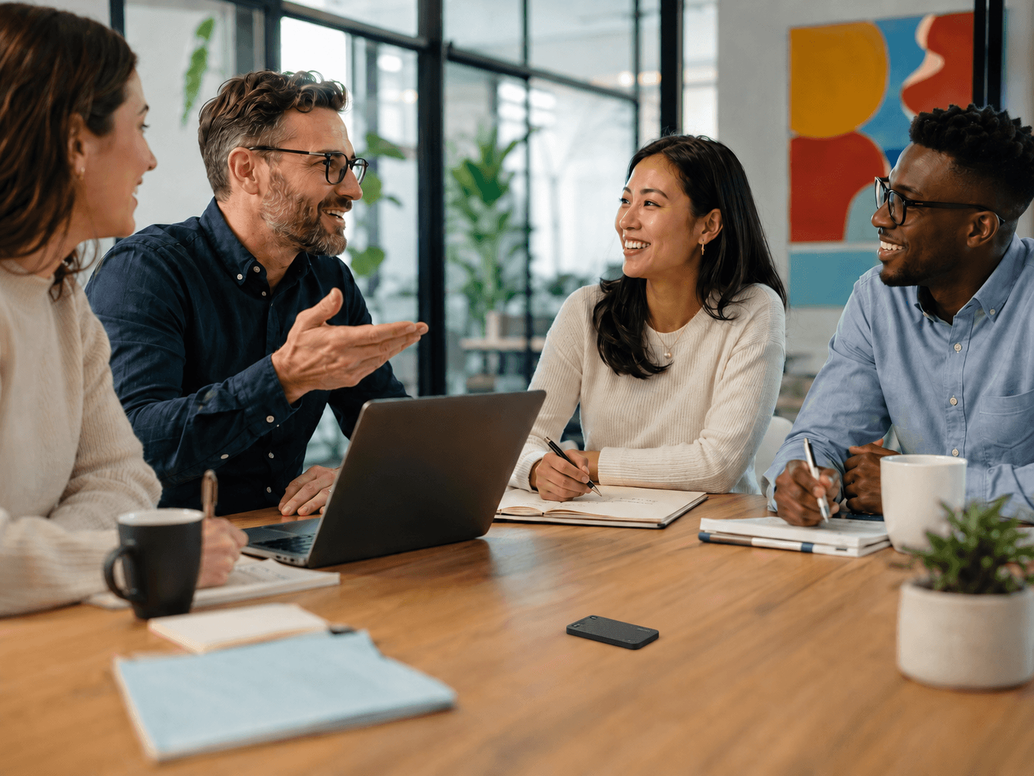 A team in a meeting using Meetwise